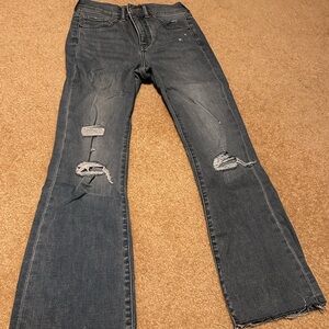 Express Dark Blue Distressed Flare Jeans